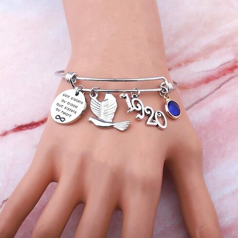 HOLLP 1920 Sorority Navy Jewelry Not Sisters by Blood But Sisters by Heart Pigeon Bracelet Sister Gift Sorority Gift Greek Sorority Inspired Gift for Finer Women in Saudi Arabia