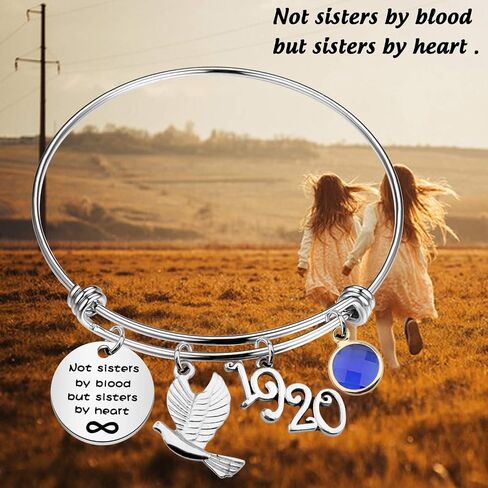 HOLLP 1920 Sorority Navy Jewelry Not Sisters by Blood But Sisters by Heart Pigeon Bracelet Sister Gift Sorority Gift Greek Sorority Inspired Gift for Finer Women in Saudi Arabia