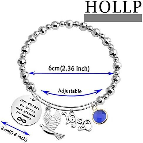 HOLLP 1920 Sorority Navy Jewelry Not Sisters by Blood But Sisters by Heart Pigeon Bracelet Sister Gift Sorority Gift Greek Sorority Inspired Gift for Finer Women in Saudi Arabia