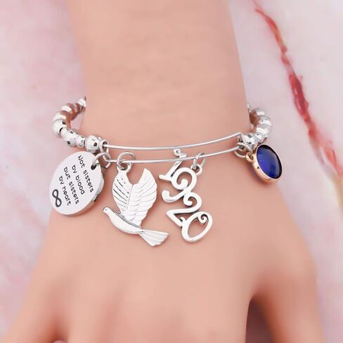 HOLLP 1920 Sorority Navy Jewelry Not Sisters by Blood But Sisters by Heart Pigeon Bracelet Sister Gift Sorority Gift Greek Sorority Inspired Gift for Finer Women in Saudi Arabia