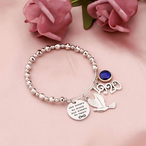 HOLLP 1920 Sorority Navy Jewelry Not Sisters by Blood But Sisters by Heart Pigeon Bracelet Sister Gift Sorority Gift Greek Sorority Inspired Gift for Finer Women in Saudi Arabia