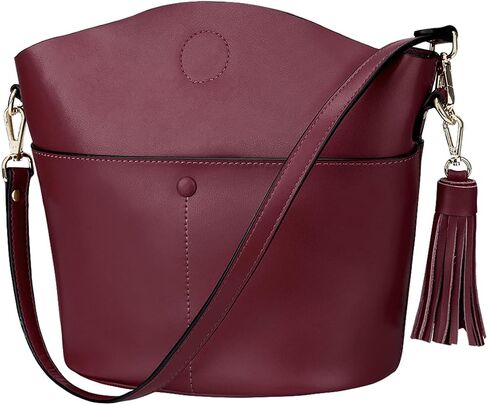 S-ZONE Women Small Cow Split Genuine Leather Crossbody Bucket Bag Shoulder Purse Handbag in Saudi Arabia