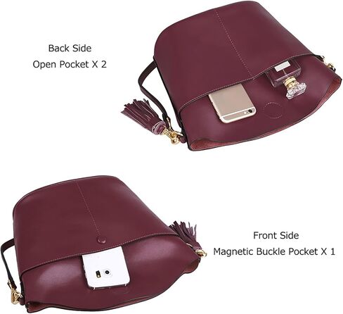 S-ZONE Women Small Cow Split Genuine Leather Crossbody Bucket Bag Shoulder Purse Handbag in Saudi Arabia