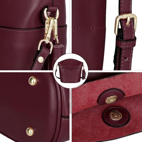 S-ZONE Women Small Cow Split Genuine Leather Crossbody Bucket Bag Shoulder Purse Handbag in Saudi Arabia