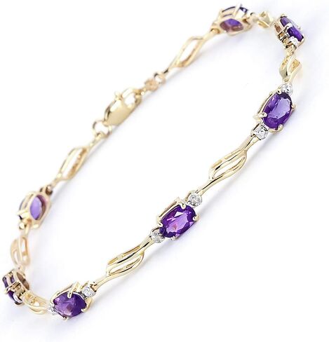 Galaxy Gold GG 14k Yellow Gold Tennis Bracelet with Amethysts and Diamonds, metal, amethyst in Saudi Arabia