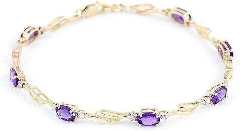 Galaxy Gold GG 14k Yellow Gold Tennis Bracelet with Amethysts and Diamonds, metal, amethyst in Saudi Arabia