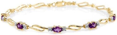 Galaxy Gold GG 14k Yellow Gold Tennis Bracelet with Amethysts and Diamonds, metal, amethyst in Saudi Arabia