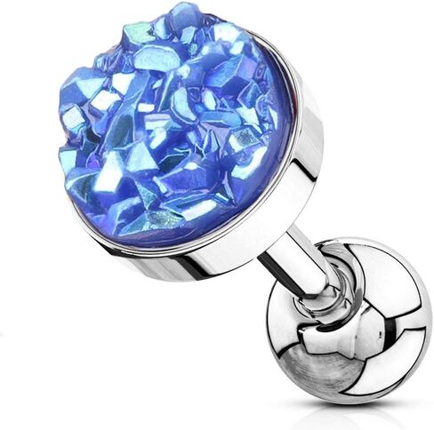 Forbidden Body Jewelry 16g Synthetic Druzy Stone Round Flat Top Helix/Cartilage Earring in Saudi Arabia