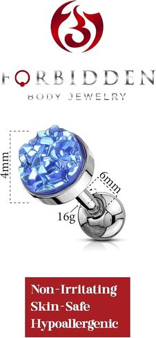 Forbidden Body Jewelry 16g Synthetic Druzy Stone Round Flat Top Helix/Cartilage Earring in Saudi Arabia