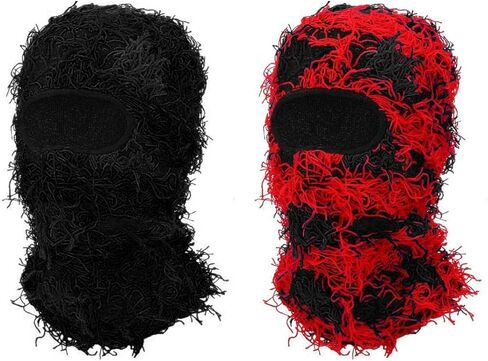 FuninCrea 2 قناع تزلج بالاكلافا المتعثر، قناع وجه كامل بالاكلافا محبوك، قناع تزلج غامض قبعة تزلج أكثر دفئًا in Kuwait