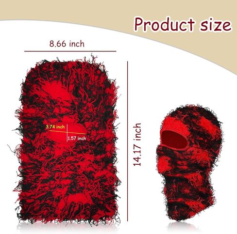 FuninCrea 2 قناع تزلج بالاكلافا المتعثر، قناع وجه كامل بالاكلافا محبوك، قناع تزلج غامض قبعة تزلج أكثر دفئًا in Kuwait