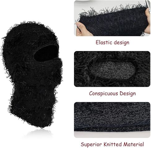FuninCrea 2 قناع تزلج بالاكلافا المتعثر، قناع وجه كامل بالاكلافا محبوك، قناع تزلج غامض قبعة تزلج أكثر دفئًا in Kuwait