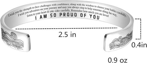 SONGCHANGJEWELRY Inspirational Svana Bracelets for Granddaughter - I AM SO PROUD OF YOU Stainless steel Cuff Bangle - Mom Personalized Gift For Daughter - Engraved Mantra Cuff Bangle Birthday Jewelry in Saudi Arabia