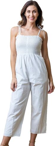 Hope & Henry Women's Woven Sleeveless Tie-Waist Jumpsuit with Wide Leg in Saudi Arabia