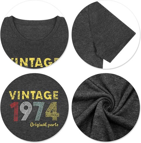 قمصان هدية عيد الميلاد الخمسين للنساء تي شيرت عتيق مضحك 1974 تي شيرت كلاسيكي لحفلات أعياد الميلاد تي شيرت غير رسمي in Kuwait