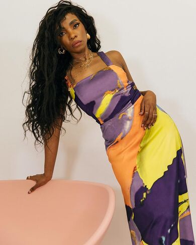 The Drop Women's Multi Abstract Print Button Maxi Dress by @takkunda in Saudi Arabia