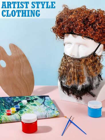 مجموعة زي رسام الهالوين مكونة من 5 قطع، فستان تونيك شجرة الرسم في الثمانينات، شعر مستعار أفرو ولحية ومجموعة طلاء للفنانين الأزواج زي تنكري in Saudi Arabia