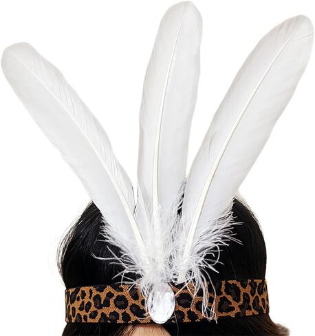 XKTEI 1920s Flapper Headpiece/عصابة رأس على الطراز الهندي الأمريكي الأصلي، غطاء رأس من الريش، زي ماردي غرا كرنفال للرأس in Kuwait