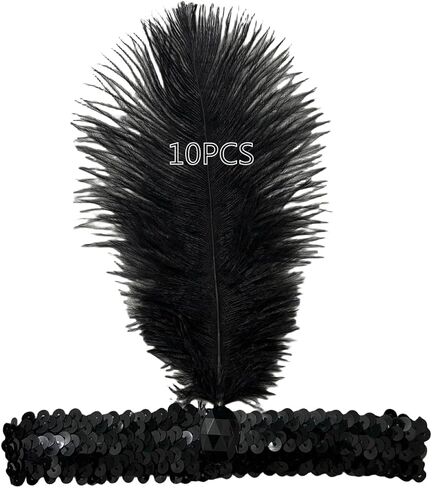 XKTEI 1920s Flapper Headpiece/عصابة رأس على الطراز الهندي الأمريكي الأصلي، غطاء رأس من الريش، زي ماردي غرا كرنفال للرأس in Kuwait