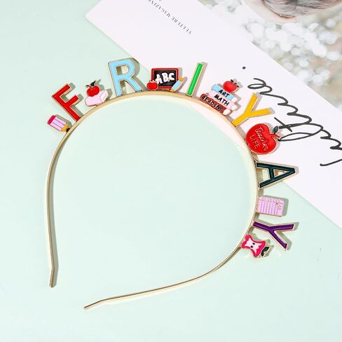CEALXHENY Teacher Headbands for Women, Colorful Fri-Yay Headbands Cute Book Pencil Apple Hairbands Back to School Hair Accessory Teacher Appreciation Gifts (Teacher) in Saudi Arabia