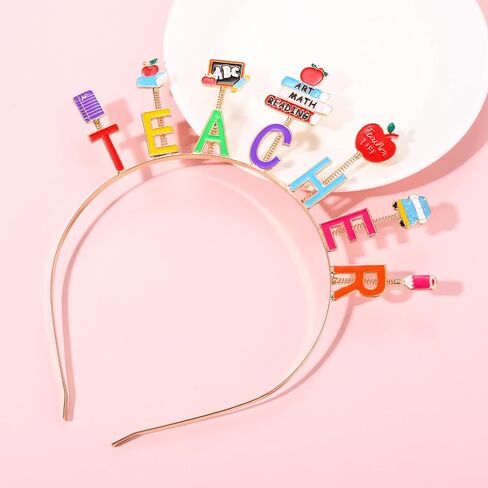 CEALXHENY Teacher Headbands for Women, Colorful Fri-Yay Headbands Cute Book Pencil Apple Hairbands Back to School Hair Accessory Teacher Appreciation Gifts (Teacher) in Saudi Arabia
