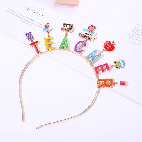 CEALXHENY Teacher Headbands for Women, Colorful Fri-Yay Headbands Cute Book Pencil Apple Hairbands Back to School Hair Accessory Teacher Appreciation Gifts (Teacher) in Saudi Arabia