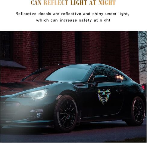 Blinglife 2 Sheets Reflective Skull Car Sticker Decals,Colorful Cartoon Waterproof Self colorful 5.9inch×5.7inch TH001 TH001 in Kuwait