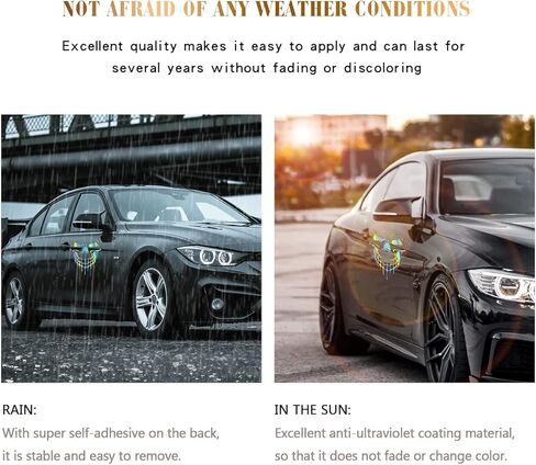 Blinglife 2 Sheets Reflective Skull Car Sticker Decals,Colorful Cartoon Waterproof Self colorful 5.9inch×5.7inch TH001 TH001 in Kuwait