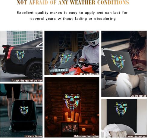 Blinglife 2 Sheets Reflective Skull Car Sticker Decals,Colorful Cartoon Waterproof Self colorful 5.9inch×5.7inch TH001 TH001 in Kuwait