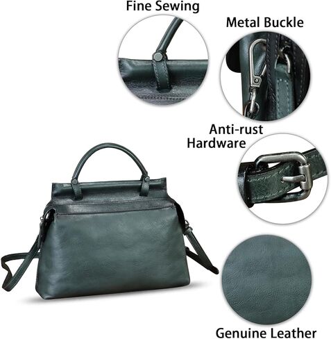 Genuine Leather Handbag for Women Retro Leather Crossbody Bag Pouch Vintage Handbag Purse Ladies Satchel in Kuwait