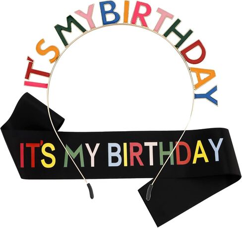 BAHABY Birthday Crowns for Women IT'S MY BIRTHDAY Sash & Birthday Headband Set Princess Birthday Sash and Tiara Birthday Gifts for Women Girls Sweet Happy Birthday Accessories for Party - Silver in Saudi Arabia