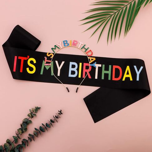 BAHABY Birthday Crowns for Women IT'S MY BIRTHDAY Sash & Birthday Headband Set Princess Birthday Sash and Tiara Birthday Gifts for Women Girls Sweet Happy Birthday Accessories for Party - Silver in Saudi Arabia