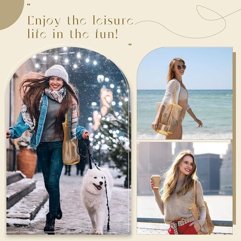 3 Pcs Mesh Beach Tote Bag Women with Pocket Foldable Beach Bag Tote Shoulder Handbag Khaki Mesh Tote Bag for Picnic Vacation Pool Trip, 15.55 x 13.78 x 6.69 Inch in Saudi Arabia