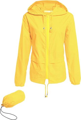 معطف مطر نسائي خفيف الوزن بغطاء رأس مقاوم للماء وقابل للطي من Hount معطف مطر نشط في الهواء الطلق (S-3XL) in Kuwait