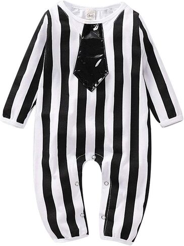 Viworld بيبي بوي ملابس الهالوين للرضع مخططة بأكمام طويلة بذلة رومبير مع ربطة عنق زي الحفلات التنكرية in Kuwait