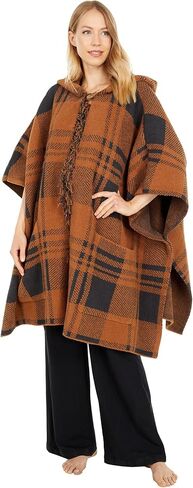 Barefoot Dreams CozyChic Hooded Plaid Poncho with Fringe, Hooded Jacket in Saudi Arabia