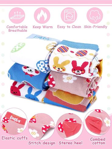 36 Pairs Easter Crew Socks Women Easter Day Cotton Socks Easter Mid Calf Length Hosiery Easter Gift Socks for Ladies Teens Girls, 12 Styles, Multicolor in Kuwait