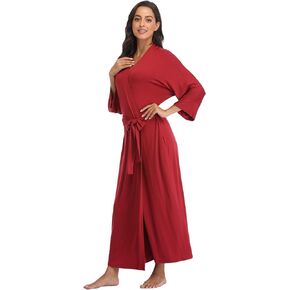 رداء كيمونو طويل للنساء رداء حمام ناعم خفيف الوزن ملابس نوم للأمهات ثوب نوم منسوج ملابس تنحيف للسيدات