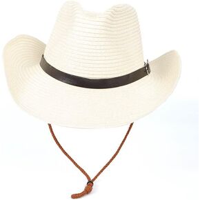 GRNUS للجنسين قبعة رعاة البقر من القش قبعة راعية البقر قبعة الشمس المرنة قبعة فيدورا بنما واسعة مع حزام للرجال والنساء in Kuwait