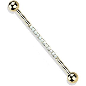 Pierced Owl - 14GA G23 Implant Grade Titanium Synthetic Opal Lined Industrial Barbell