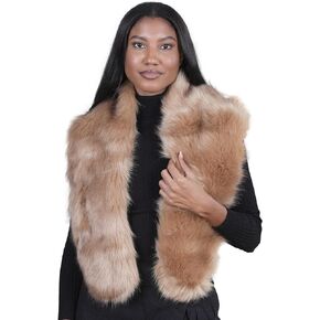 شال فرو صناعي - شال شتوي من الفرو الصناعي للنساء - لفات من الفرو الصناعي لحفلات الزفاف، ياقة من الفرو الصناعي لمعطف الشتاء والاستخدام المسائي in Kuwait