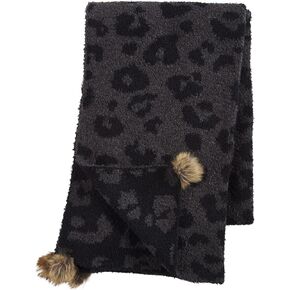 Mud Pie Leopard Chenille Womens Scarf, Black Leopard, Leopard, One size in Kuwait