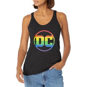 قميص DC Comics Girls Originals Pride Logo للسيدات سريع الموضة Racerback بدون أكمام، أسود منقط، مقاس متوسط ​​أمريكي in Kuwait