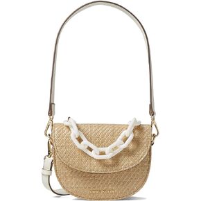ان كلاين شنطة كتف صغيرة قابلة للتحويل مع سلسلة من الراتنج، منسوجة من القشة/ان وايت/ان وايت، نسيج القش/ابيض ان/ابيض، مقاس واحد in Kuwait