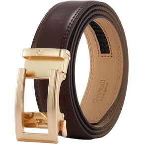 Ratchet Belts for Men, Mens Belt 32" to 45" Waist Adjustable, 1 3/8" Wide Genuine Leather