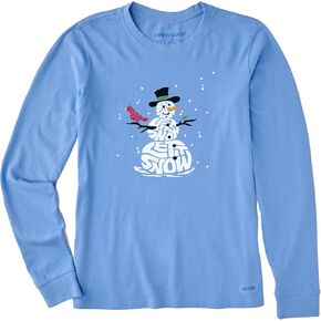 Life is Good Wordy Let It Snowman Cotton Tee, Shortsleeve Graphic Crew Neck T-Shirt in Saudi Arabia