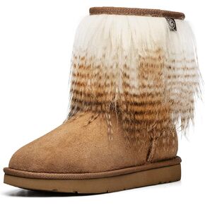 AUMU Women's Faux Fur Boot Furry Fluffy Short Snow Boot Sheep Insole in Kuwait