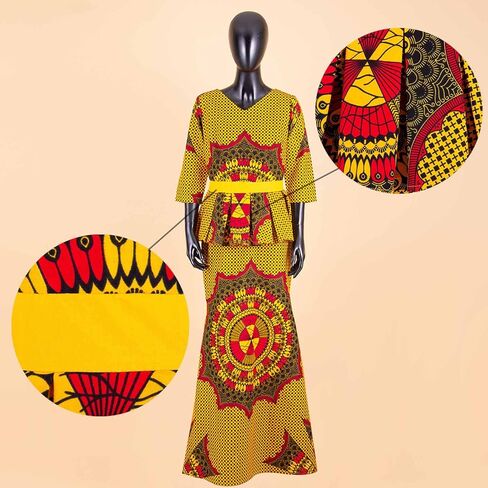 ملابس أفريقية سوداء خاصة للنساء بلوزات وتنانير مطبوعة من Dashiki مكونة من قطعتين ملابس بدلة لحفلات الزفاف في أنقرة in Kuwait