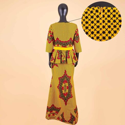 ملابس أفريقية سوداء خاصة للنساء بلوزات وتنانير مطبوعة من Dashiki مكونة من قطعتين ملابس بدلة لحفلات الزفاف في أنقرة in Kuwait