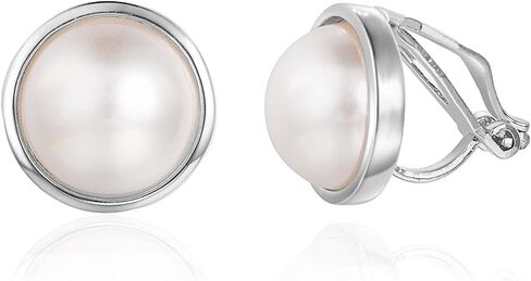 LAXPICOL 12mm Simulated Pearl Clip On Earrings No Piercing Fashion Elegant Stud Earrings For Women in Saudi Arabia